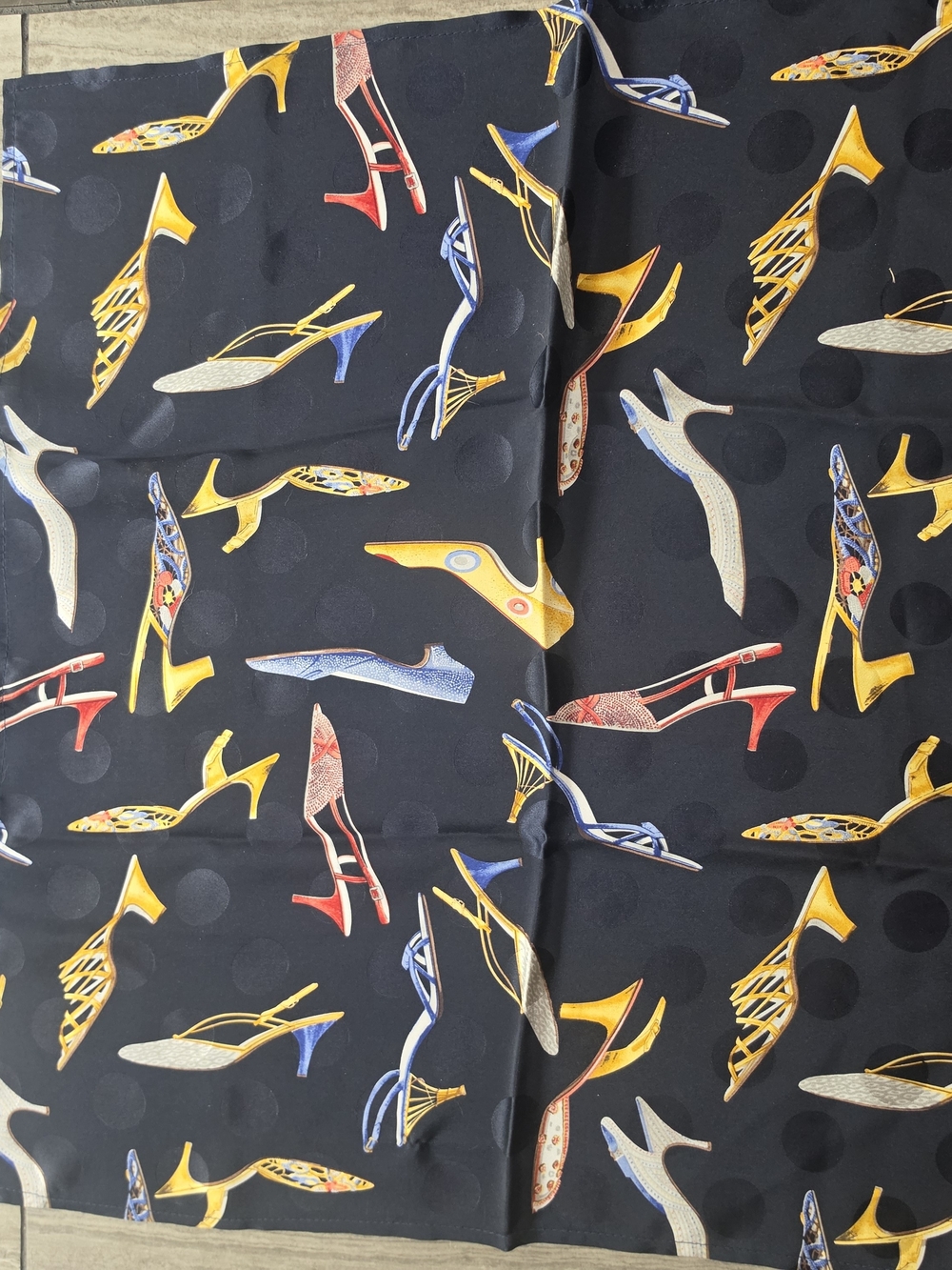 Black Shoe-Print Silk Scarf - Classic Women's Wrap